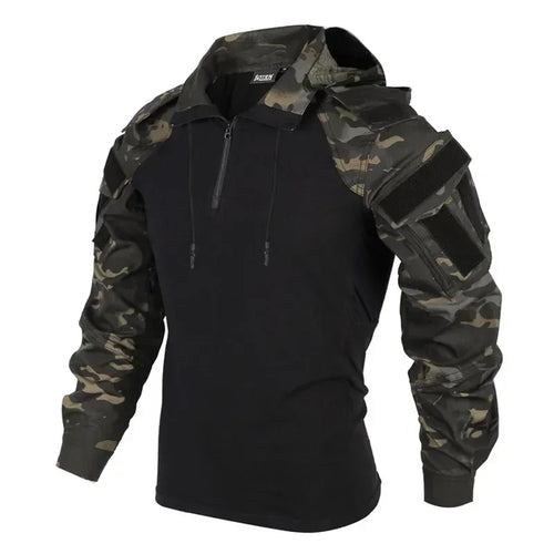 Outdoor Uniform Tactical Suits Wear Resistant T-Shirt Hood Pants Men