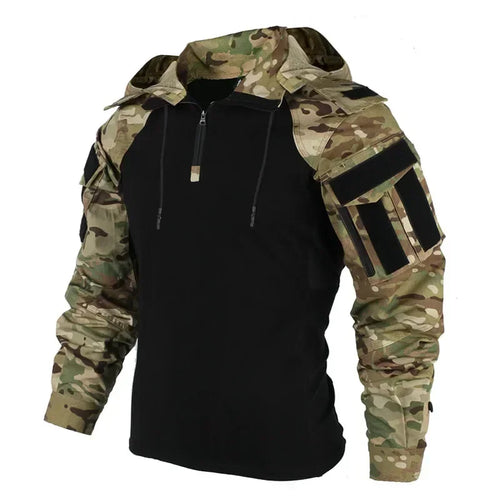 Outdoor Uniform Tactical Suits Wear Resistant T-Shirt Hood Pants Men