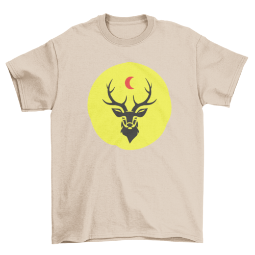 Wild Hunt Sun Moon Royalty Free Graphic tee Hunt Deer animal t-shirt